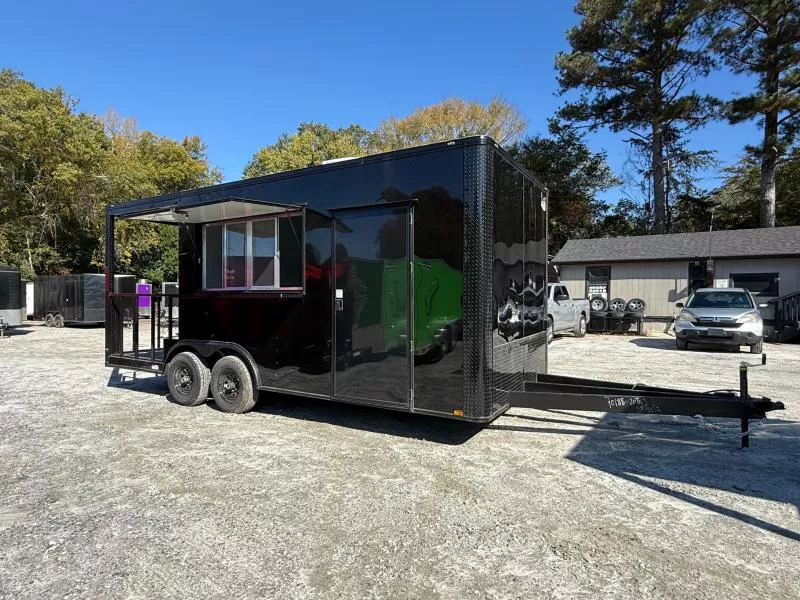 8.5x20 Food Trailer BBQ PORCH, SINK PKG, 50 AMP ELECTRICAL PACKAGE, A/C, FINISHED INTERIOR 2026 Quality Cargo CONCESSION