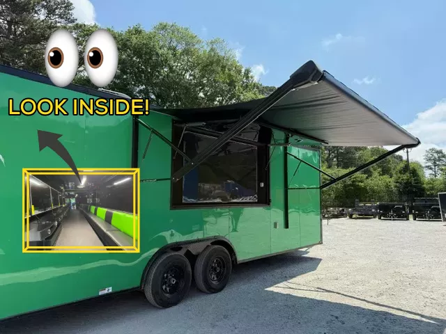 8.5X24 Gaming Trailer LOADED W/ 6) 50" TV's, 1) 85" TV, Booth Seating, Generator, 2 A/C's & MORE  2025 Quality Cargo Video Game Trailer