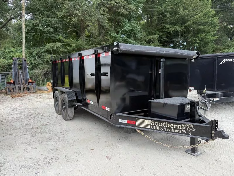 7x16 Dump Trailer Telescopic Lift 4 Foot Sides 14,000 GVWR Tarp & Ramps 2025 Southern Utility