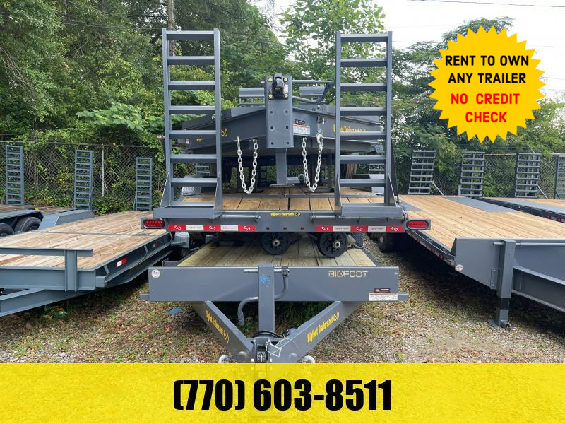 7x20 Heavy Equipment Trailer 27000 LB Axles W/ 5 Foot Stand Up Ramps