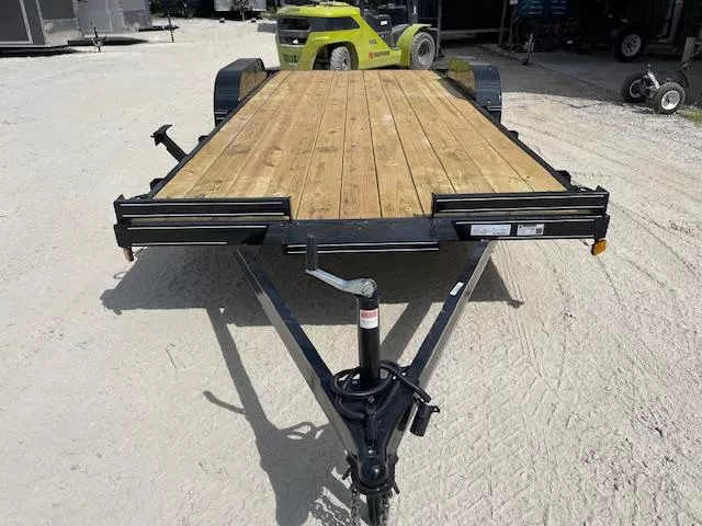 7X20 Wood Floor Car Hauler, Winch Plate, Removable Driver Fender, W/  5' Foot Slide in Ramps 2025