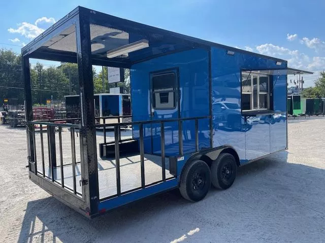 8.5x20 Food Trailer W/ Porch Triple Sink W/ Air Conditioning 7' Interior Height w/ 3x4 Window Concession