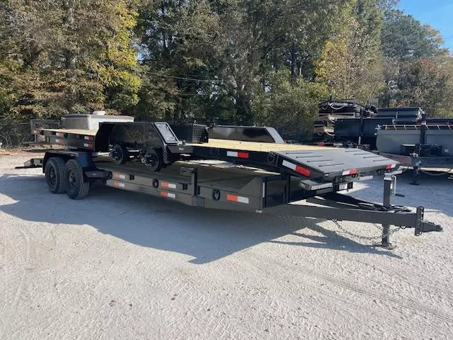 7X24 Wood Floor Car Hauler, Winch Plate, Removable Driver Fender, W/ 5' Foot Slide in Ramps 2026