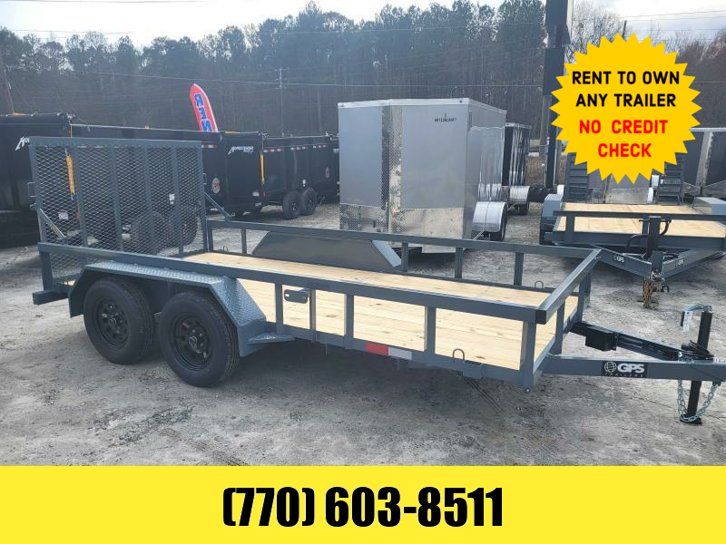 7x14 Utility Trailer W/ Brakes 4 Foot Gate LED Lights and Gate Assist Shocks 2024 GPS