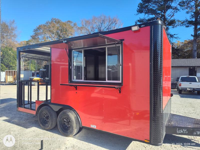 8.5x16 BBQ Porch Food Trailer & Blackout PKG 13,500 BTU A/C Water & Electrical PKG 2025 Quality Cargo Concession