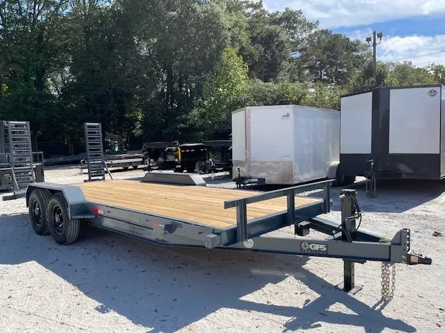 7x20 Heavy Equipment Trailer 2-7000 LB Axles W/ 5 Foot Stand Up Ramps 2025 GPS