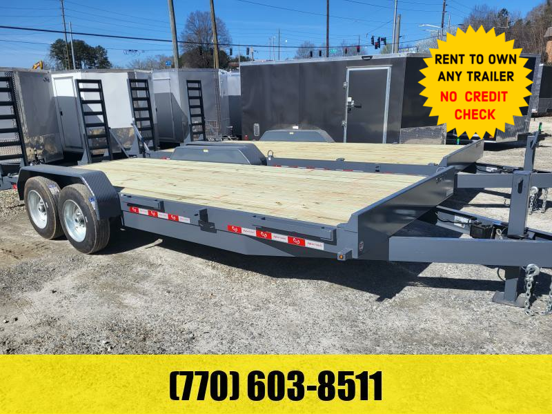 7x20 Heavy Equipment Trailer 27000 LB Axles W/ 5 Foot Stand Up Ramps
