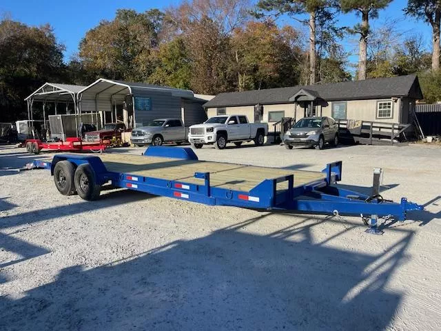 7X24 Wood Floor Car Hauler, Winch Plate, Removable Driver Fender, W/  5' Foot Slide in Ramps 2026