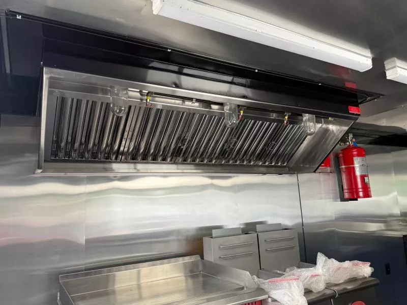 8.5X16 Food Trailer W/ Gas Lines & Hood Vent & Fire Suppression, Griddle & Deep Fryer, Triple Sink W/ Handwash 2025 Concession