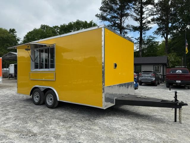 8.5X16 Food Trailer W/ Gas Lines & Hood Vent & Fire Suppression, Griddle & Deep Fryer, Triple Sink W/ Handwash 2025 Concession