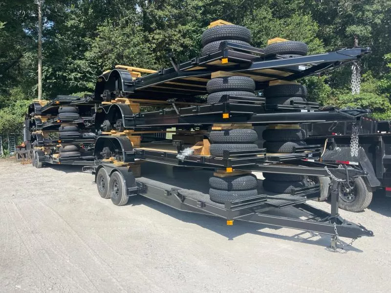 7X20 Wood Floor Car Hauler W/ 1 Axle Brake 5' Foot Slide in Ramps 2025