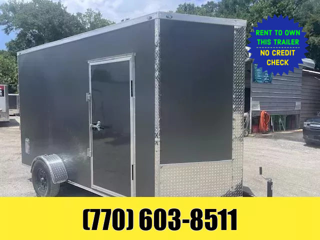 6x12 Enclosed Trailer 7 Foot Interior Height .080 Poly Skin One Piece Aluminum Roof 2 Way Side Vents, 4 D Rings W/ Side Door Barlock & Flushlock & Ramp 2025