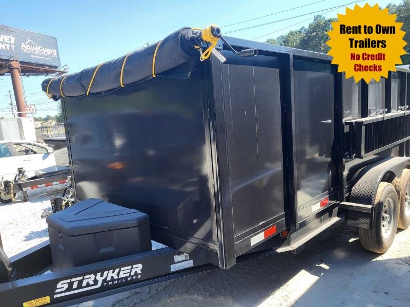7x14 USED Dump Trailer 4' Sides 2-7000 LB Axles Tarp & Ramps 2022 Stryker 7x14 USED Dump Trailer 4' Sides 2-7000 LB Axles Tarp & Ramps 2022 Stryker