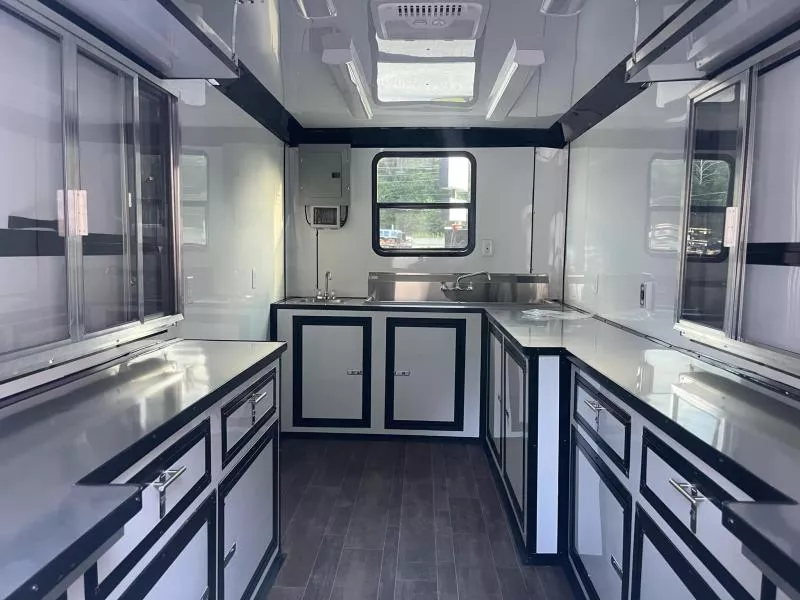 7x14 Coffee Trailer or Food Service 7' Interior Height W/Water & Electrical PKG W/ 240v Outlet 13,500 BTU A/C 2025 Quality Cargo Concession