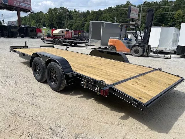 7X20 Wood Floor Car Hauler W/ 1 Axle Brake 5' Foot Slide in Ramps 2025