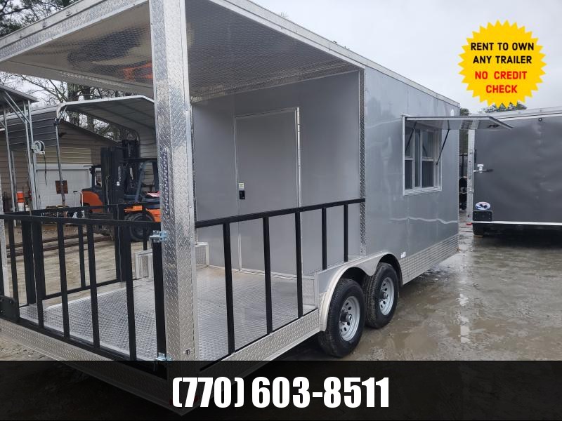 8.5x20 Porch Concession 7'6" Interior Height W/ A/C Water & Electrical PKG Finished Walls & Ceiling 2023 Quality Cargo 8.5x20 Porch Concession 7'6" Interior Height W/ A/C Water & Electrical PKG Finished Walls & Ceiling 2023 Quality Cargo