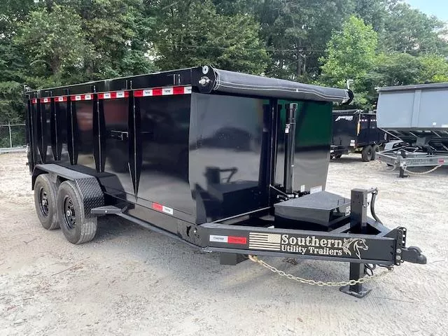 7x14 Dump Trailer Telescopic Lift 4 Foot Sides 14,000 GVWR Tarp & Ramps 2025 Southern Utility
