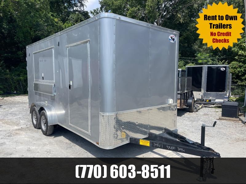 7X16 USED CONCESSION 7' INTERIOR HEIGHT W/ELECTRICAL PKG FINISHED WALLS AND CEILING 2022 QUALITY CARGO 7X16 USED CONCESSION 7' INTERIOR HEIGHT W/ELECTRICAL PKG FINISHED WALLS AND CEILING 2022 QUALITY CARGO