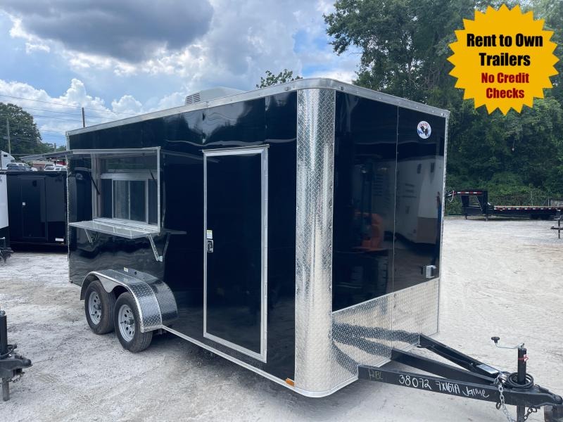 7X16 CONCESSION 7'3" INTERIOR HEIGHT W/ELECTRICAL PKG FINISHED WALLS AND CEILING 2022 QUALITY CARGO 7X16 CONCESSION 7'3" INTERIOR HEIGHT W/ELECTRICAL PKG FINISHED WALLS AND CEILING 2022 QUALITY CARGO