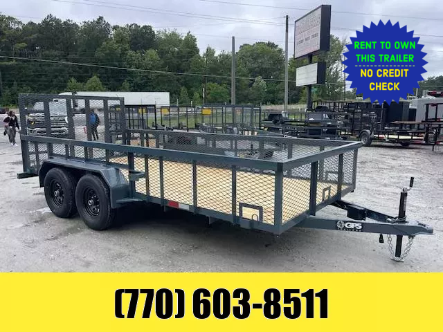 7x16 Utility Trailer W/ 2 Brake Axles 2 Foot Mesh Sides LED Lights & Gate Assist Shocks 2025 GPS