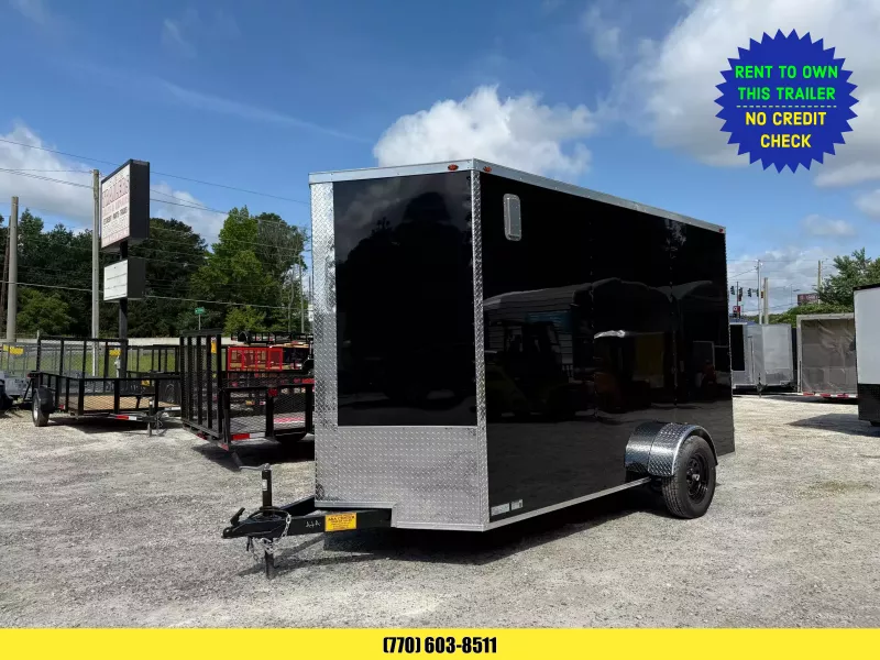 6x12 Enclosed Trailer 7 Foot Interior Height .080 Poly Skin One Piece Aluminum Roof 2 Way Side Vents, 4 D Rings W/ Side Door Barlock & Flushlock & Ramp 2025