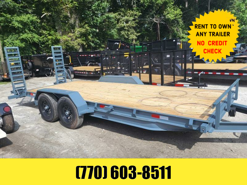 7x20 Heavy Equipment Trailer 27000 LB Axles W/ 5 Foot Stand Up Ramps