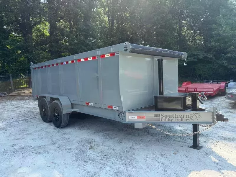 7x16 Dump Trailer Telescopic Lift 4 Foot Sides 14,000 GVWR Tarp & Ramps 2025 Southern Utility