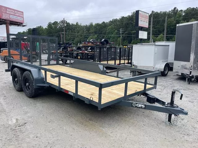 7x16 Utility Trailer W/ 2 Brake Axles 2-5200LB Axles LED Lights & Gate Assist Shocks 2025 GPS