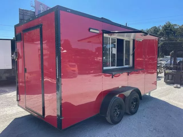 7x16 Food Trailer SINK PKG, GAS LINES, HOOD VENT W/ FIRE SUPRESSION, 50 AMP ELECTRICAL PACKAGE, A/C, FINISHED INTERIOR 2026 CONCESSION