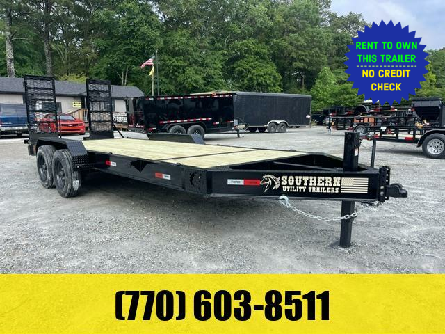 7x20 Heavy Equipment Trailer 2-8000 LB Axles W/ 5 Foot Stand Up Ramps 2025 Southern Utility