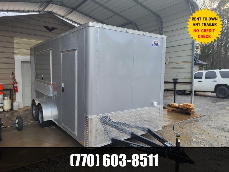 7X16 CONCESSION 7' INTERIOR HEIGHT W/ A/C ELECTRICAL PKG FINISHED WALLS & CEILING 2023 QUALITY CARGO 7X16 CONCESSION 7' INTERIOR HEIGHT W/ A/C ELECTRICAL PKG FINISHED WALLS & CEILING 2023 QUALITY CARGO