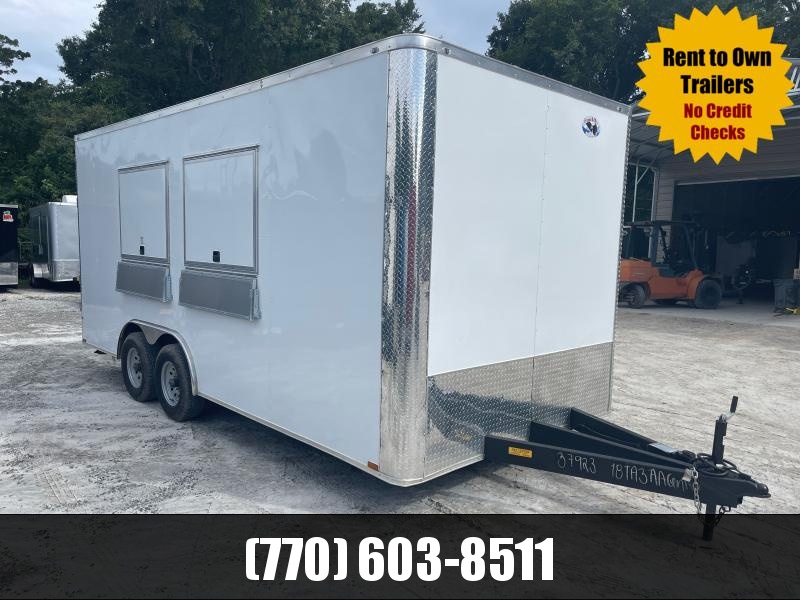 8.5x18 Concession Trailer 7'6" Interior Height W/ A/C Finished Interior Electrical & Water PKG 2022 Quality Cargo 8.5x18 Concession Trailer 7'6" Interior Height W/ A/C Finished Interior Electrical & Water PKG 2022 Quality Cargo