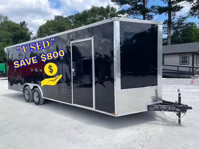 USED 2025 Quality Cargo 8.5X24 Enclosed Trailer 7' Interior Height 5200 LB Axles Rear Wing W/Side Door