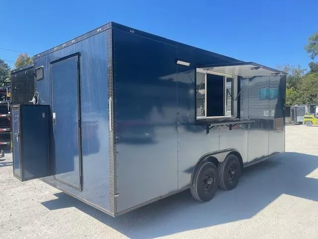 8.5x20 Food Trailer SINK PKG, GAS LINES, HOOD VENT, 50 AMP ELECTRICAL PACKAGE, A/C, FINISHED INTERIOR 2026 CONCESSION