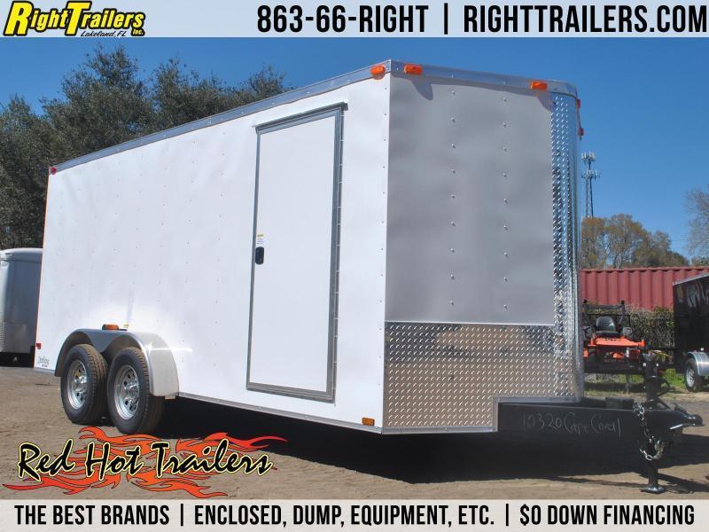 7x14 Red Hot Trailers Enclosed Trailer [Barn Doors] Right Trailers