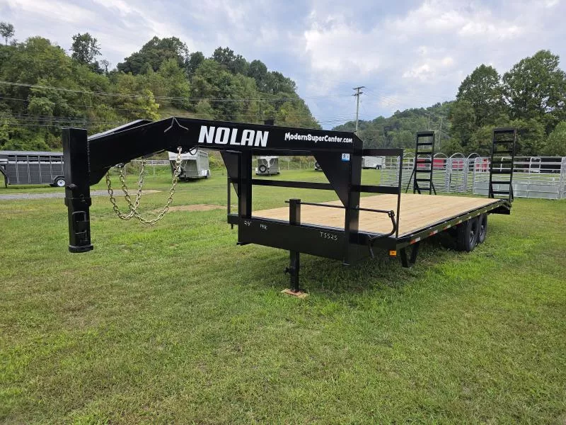 2025 Nolan Manufacturing 8.5x24 Gooseneck 14K Equipment Trailer with Fold-Up Split Ramps