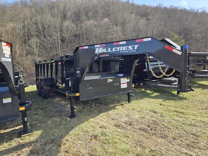 2025 Hillcrest Trailers 83"x16' Gooseneck 15.9K Dump Trailer with 40" High Sides and Tarp