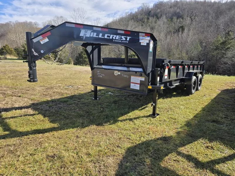 2026 Hillcrest Trailers 83"x16' Gooseneck 15.9K Dump Trailer with 24" Side Height and Tarp (Manual Jacks)