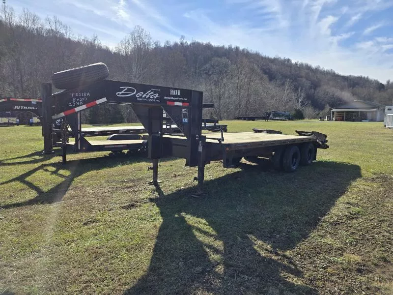 2010 Delta Manufacturing 8x20 Gooseneck 23.4K Dually Equipment Trailer with Spare Tire