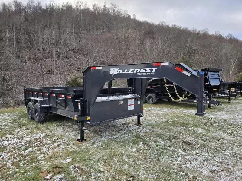 2026 Hillcrest Trailers 83"x16' Gooseneck 15.9K Dump Trailer with 24" Side Height and Tarp (Manual Jacks)