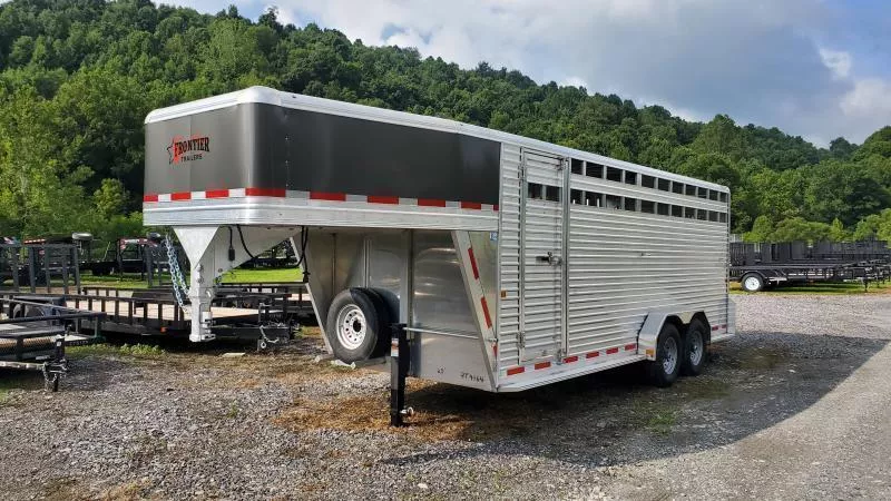 2024 Frontier 7' x 20' 14K Aluminum Livestock Gooseneck Stock Trailer