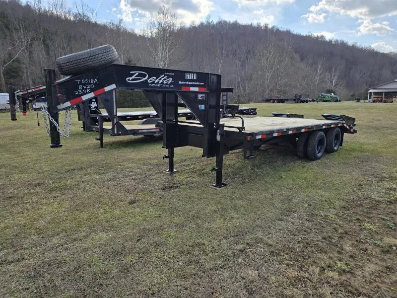 2010 Delta Manufacturing 8x20 Gooseneck 23.4K Dually Equipment Trailer with Spare Tire