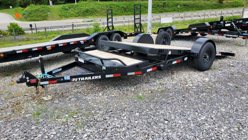 PJ Trailers 81" x 16' T1 Tilt Equipment Trailer 7K with Spare Tire, Electric Brakes, 7K Axle