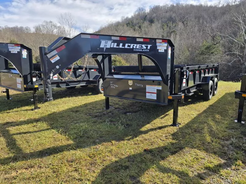 2026 Hillcrest Trailers 83"x16' Gooseneck 15.9K Dump Trailer with 24" Side Height and Tarp (Hydraulic Jacks)