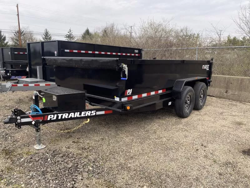 2026 PJ Trailers 7 X 14 FT DUMP TRAILER 14K GVWR SPREAD GATE TARP KIT