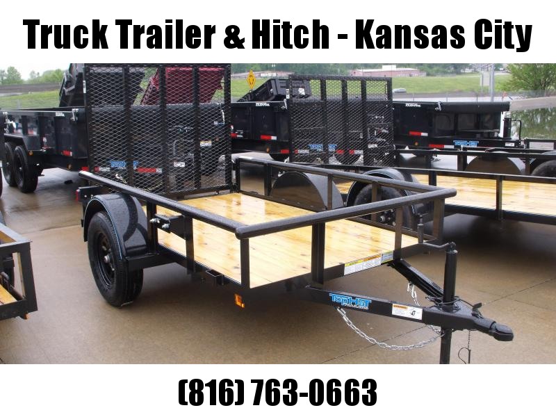 Utility Trailer 5 X 8 Ramp Pipe Rail Top Rear Gate Folds Front & Back Utility Trailer 5 X 8 Ramp Pipe Rail Top Rear Gate Folds Front & Back