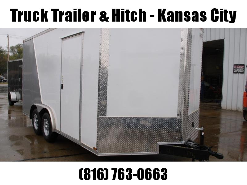 Enclosed Trailer 8.5 X 16 Ramp 7' Interior Two Tone In Color White Front/ Silver Mist Rear In Color Ramp Door 9990 GVWR Enclosed Trailer 8.5 X 16 Ramp 7' Interior Two Tone In Color White Front/ Silver Mist Rear In Color Ramp Door 9990 GVWR