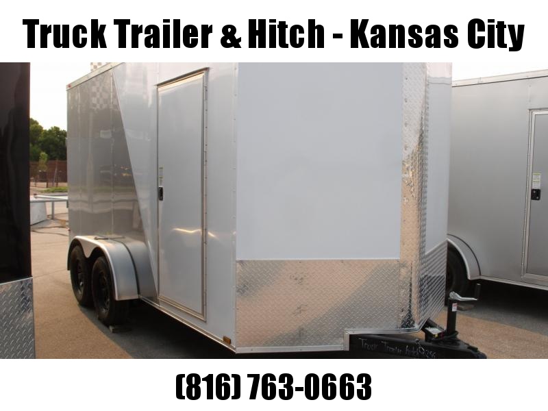 Enclosed Trailer 7 x 14 Ramp 7' Interior Two Tone SILVER MIST Frt/ White/Rear Silver Mist In Color Ramp Door 7000 GVWR Enclosed Trailer 7 x 14 Ramp 7' Interior Two Tone SILVER MIST Frt/ White/Rear Silver Mist In Color Ramp Door 7000 GVWR
