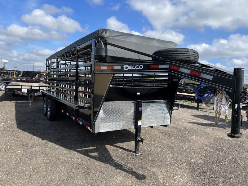 2023 Delco Trailers 6.8x20ft Bartop Livestock Trailer Brush Country
