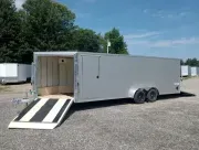 2027 E-Z Hauler 7.5x22 Aluminum 4-Place Drive In/Out Snowmobile Trailer w/Mats & Guides, Spring Assi